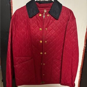 Barbour Red Quilted Jacket with Black Collar